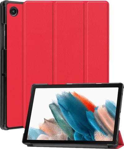 Hoesje Geschikt voor Samsung Galaxy Tab A8 - Dun & Stevig - Trifold Bookcase - Hard Cover - Hardcover Book Case - Tablet Hoes - Rood