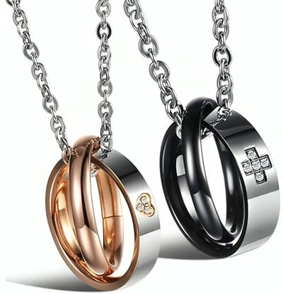 Hartje en Kruisje Ketting Set voor Hem en Haar - Romantisch Liefdes Cadeau - Valentijnsdag - Valentijn Cadeautje voor Mannen