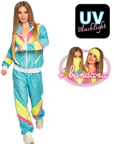 Boland - Trainingspak Retro babe neonblauw (XL) - Volwassenen - - 80's & 90's - Disco