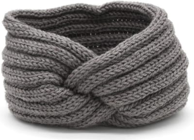 Dielay - Warme Gebreide Hoofdband - Oorwarmers - Grijs