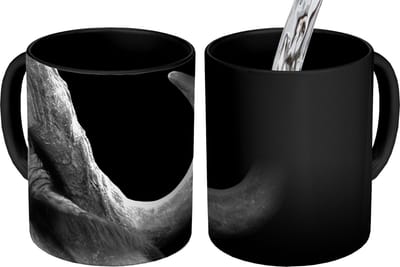 Magische Mok - Foto op Warmte Mokken - Koffiemok - Buffalo - Dieren - Zwart - Wit - Magic Mok - Beker - 350 ML - Theemok