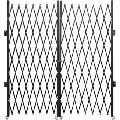 VEVOR Dubbele opvouwbare beveiligingspoort, 156 x 310 cm opvouwbare deurpoort, accordeonbeveiligingspoort van staal, uitbreidbare beveiligingspoort, 360° rolhek, schaarpoort of deur met sleutels