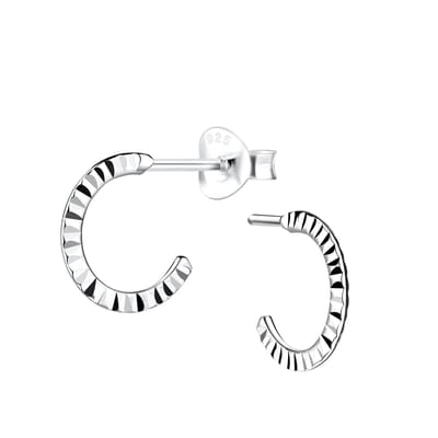 Joy|S - Zilveren oorringen stud - 10 mm - bewerking: diamond cut straight t90