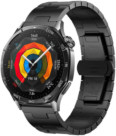 Stalen bandje rvs - geschikt voor Huawei Watch GT Runner 2 / GT 2(e) 46 mm / GT 3 / 4 / 5 (Pro) 46 mm / Watch 3 (Pro) / Watch 4 (Pro) / GT 6 (PRO) 46mm - zwart