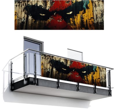 Balkonscherm 300x100 cm - Balkonposter Graffiti - Ogen - Abstract - Balkon scherm decoratie - Balkonschermen - Balkondoek zonnescherm