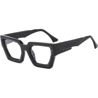 Nouvelles Lunettes de Soleil Carrées Épaisses à Monture UV400 Anti-Lumière Bleue Unisexe Rétro Lisses Mode de Rue black