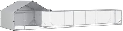 vidaXL - Kip - Coop - met - Dak - en - Tuin - 2 - st - zilver - 7 - x - 2 - x - 1,5 - m
