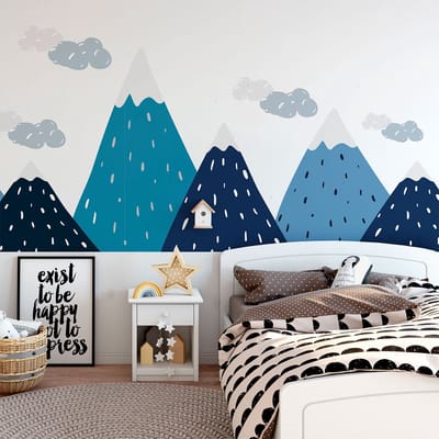 Kinderstickers van Scandinavische bergen, ontwerp van Trekka, 80 x 120 cm