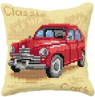 Borduurpakket KRUISSTEEK KUSSEN ORCHIDEA - Classic Cars - Red