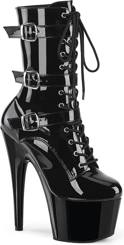 Pleaser - ADORE-1043 Plateau Laarzen, Paaldans schoenen - US 5 - 35 Shoes - Zwart
