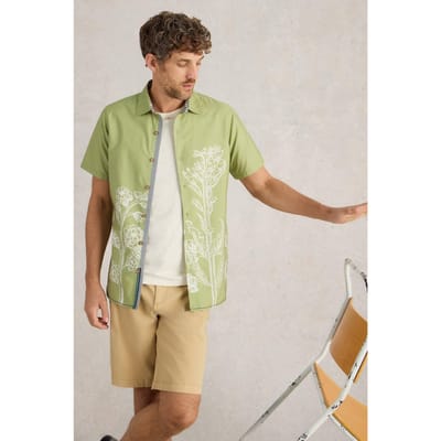 White Stuff Floral Border Ss Printed Shirt Green Print Maat: M | Casual Overhemden Outlet | Heren | Groen