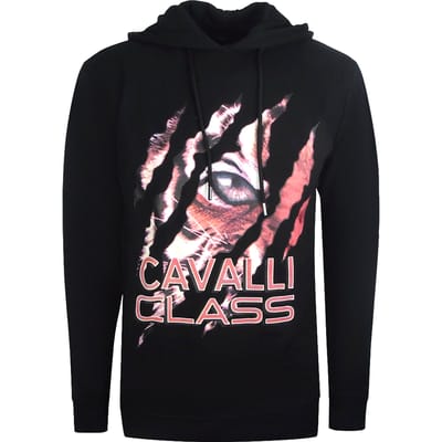 Cavalli Class Peeking Tiger Design zwarte hoodie