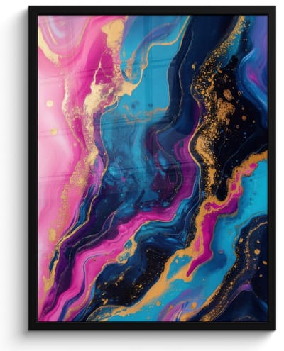 Poster in lijst - Fotolijst 50x70 cm - Posters - Marmer - Modern - Goud - Posterlijst zwart - Decoratie - Wanddecoratie woonkamer - Muurdecoratie slaapkamer