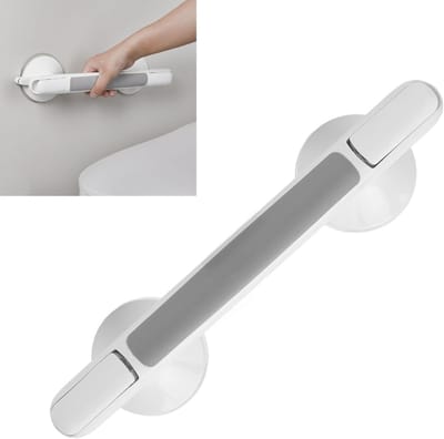 Badkamer Steungreep - Zuignap Handgreep - Valpreventie - Antislip Noppen - Zonder Boren - Afneembaar - Grijs - 33x8x10 cm - 55 kg