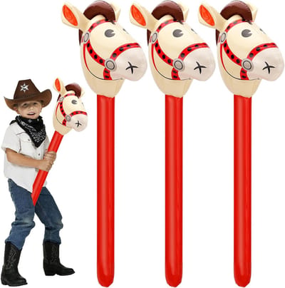 Opblaasbare Stokkardoorpaarden voor Kinderen - 3 stuks Feestdecoratie