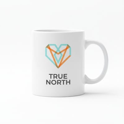 True North Inspirerende Koffiemok – Minimalistisch Geometrisch Hart Design Keramische Mok – 330 ml