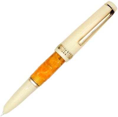 Dailygoods - Gullor Mini Vulpen Gouden Trim, Acryl Pocket Pen, Oranje, Verborgen Extra Fijne Penpunt (0,38 mm)