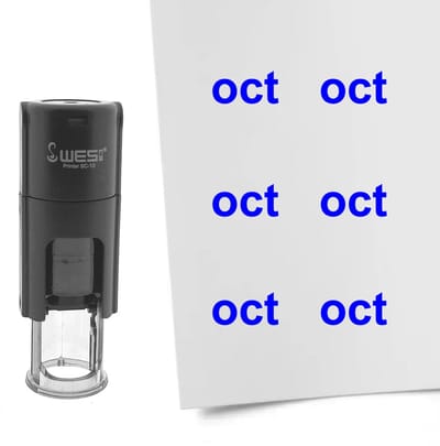 CombiCraft Stempel maand October 10mm rond blauwe inkt - per 1 stuk