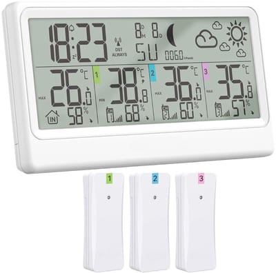 CRLYN® Weerstation Binnen en Buiten - Hygrometer Draadloos - Luchtvochtigheidsmeter