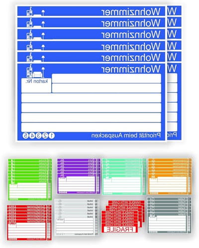 Stickers voor verhuisdozen - Verhuisstickers Dooslabels - Dozen Organiseren - Beschrijfbaar met lijnen - 15 x 8 cm - Wit