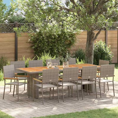vidaXL - Tuin - Eettafel - Set - 11 - st - Grijs - poly - rattan