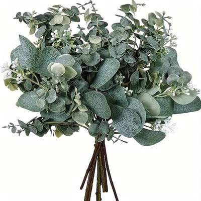 5+5 Gemengde Eucalyptus Bladstelen Kunstmatige Eucalyptus Bladeren Kunstmatige Eucalyptus Bladeren Vaas Bloemschikking Groene Decoratie Bruiloft Decoratie black