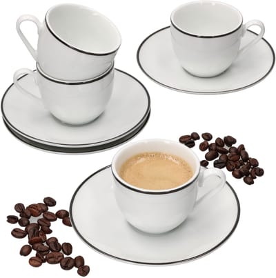 Set van 4 Lineo espressokopjes met schotel - 404951 + 404968