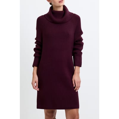 French Connection Babysoft Ribbed Dress Burgundy Red Maat: XS | Midi Jurken Outlet | Dames | Bordeaux