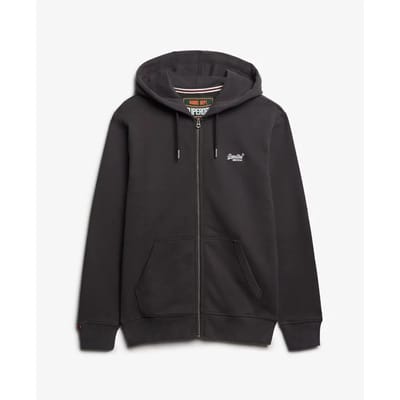 Superdry Essential Logo Half Brushed Zip Hoodie Black Grootte: S