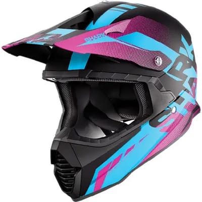 Shark Varial Anger helm glans zwart roze blauw S - Crosshelm voor motorcross / quad / etc