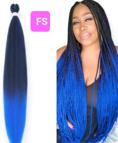 Frazimashop- 24 inch 1b/blauw pre gerekt jumbo-Vlechthaar vlecht haar pre stretched braiding hair crochet box braids 1 stuk