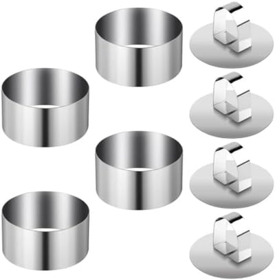 PolkaHome Set van 4 Dessertringen en Dinerringen - Roestvrij Staal - 8 cm - Geschikt voor Taarten, Mousses, Desserts en Meer - Oven-, Koelkast- en Vaatwasserbestendig