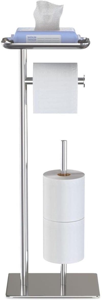 CRLYN® Toiletbutler - Toiletrolhouder Staand - Zilver