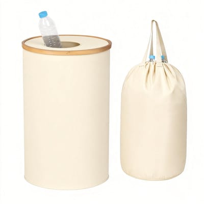 Statiegeld prullenbak - 100 l - met zak - beige