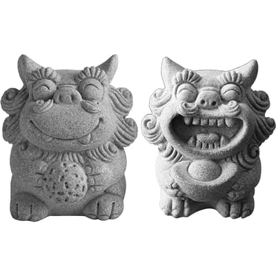 2 stuks Stenen Leeuw Ornament Uniek Fijn Vakmanschap Mini Leeuw Theehuisdier Decoratie voor Thuis gray