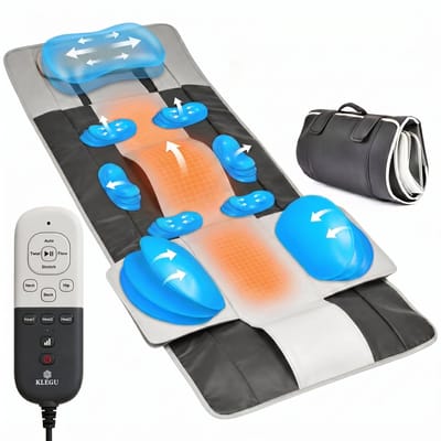 Klegu Full Body Massage mat - Rugmassage - Nekmassage - Heupmassage - Massagematras - rugpijn en Nekpijn - inclusief Opbergtas - Compressie massage - Elektrische warmtefunctie - instelbaar - opvouwbaar
