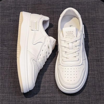 Leren Kleine Witte Schoenen Lente Nieuwe Lichtgewicht Zachtzool Dames Schoenen Casual Sport Board Schoenen Ins Tide 40 gray