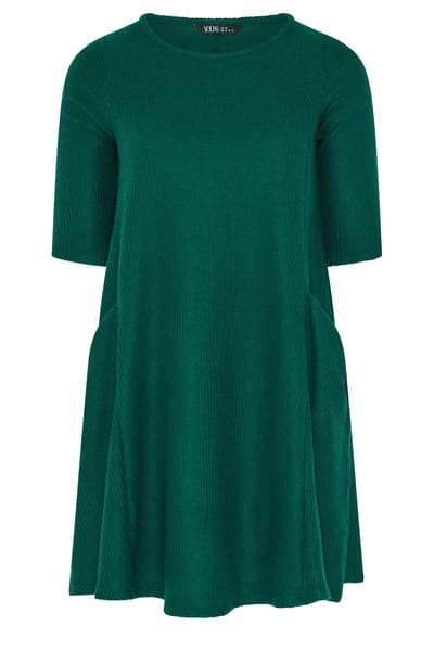 Yours Groene Gedrapeerde Jurk Met Zakken Size 44
