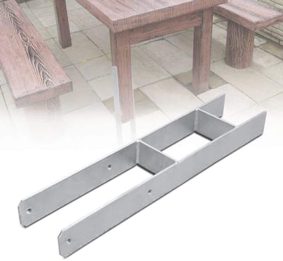 H-paaldrager Set - Stalen Ankers - Hout Constructie - Roestbestendig Staal - 81x600x5 mm - Zilver