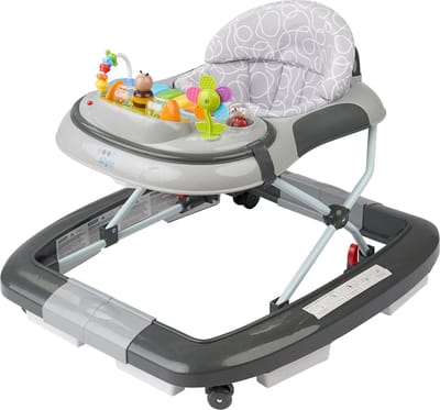 ib style® Loopstoel Babywalker - Baby Loopwagen - Looptrainer - Speelset en Dienblad - Schommelfunctie - Muziekfunctie - Little World - Grijs