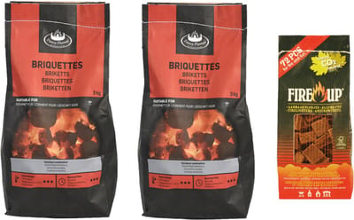 BBQ starterspakket - houtskool briketten 6 kilo - barbecue aanmaakblokjes 72x