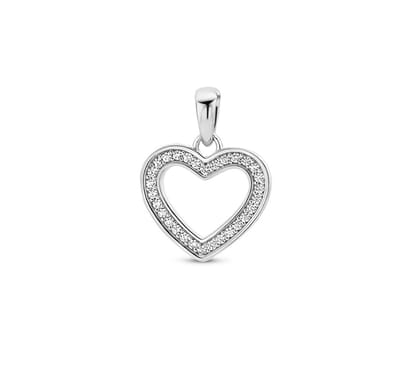 Zilver Gerhodineerde Hanger hart zirkonia 1333966