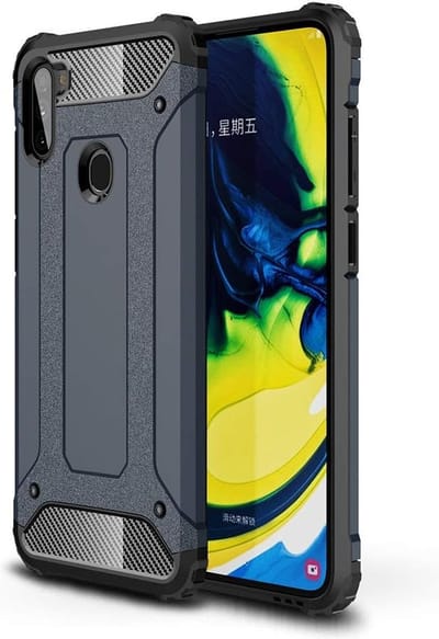 Schokbestendig Heavy Duty Hoesje Geschikt voor: Samsung Galaxy A11 Shock Proof Hybride - Back Cover - Dual Layer Armor Case - Extra Stevig - Blauw