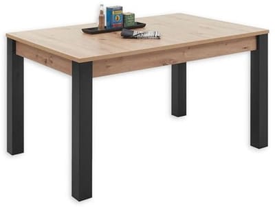 Uittrekbare Eettafel met Artisan Eikenlook en Zwarte Poten - Flexibele Keukentafel 140-210 cm