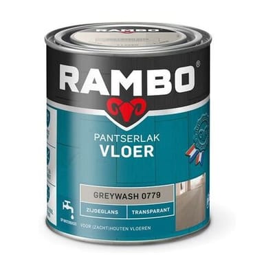 Rambo Pantserlak Vloer Transparant Zijdeglans - Sneldrogend - Vocht & Vuilwerend - Greywash - 0.75L