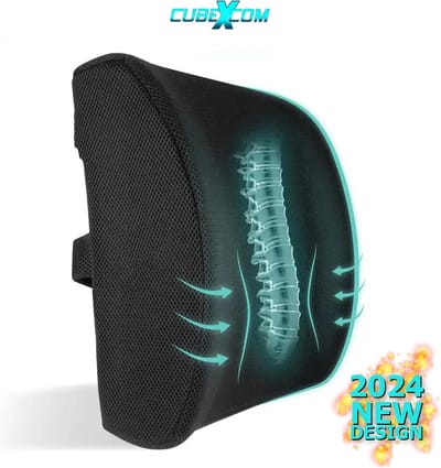 CUBEXCOM® Rugkussen, Rugkussen Onderrug, HARDER PU-SPONS Lendekussen, Rugkussen Ergonomisch, Rugkussen Auto, Lendesteun auto, Rugkussen Orthopedisch, Rugkussen Stoel, Lendenkussen, Lendensteun, Supporting Foam Rugkussen, Ergonomische Bureaustoel