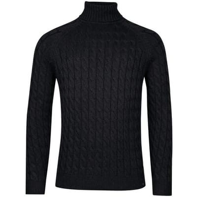 Baileys Trui Rollneck Lambswool Cable Knit Navy / male