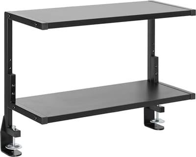 24" Bureau Organizer met Dubbele Planken voor Tafelaccessoires en Gaming Apparatuur
