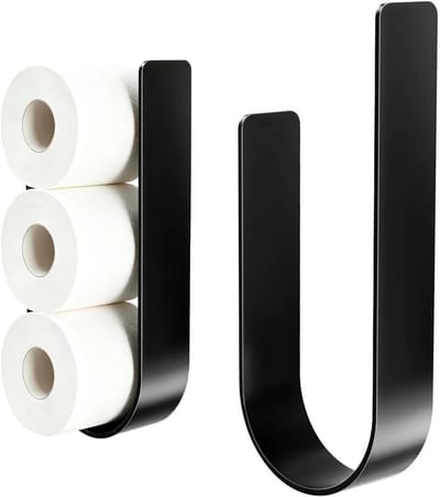 Zwarte Toiletpapierhouder, Zelfklevende Wandhouder voor Toiletpapier, Luxe Mat Afwerking, Geschikt voor Keuken en Badkamer, Eenvoudige Installatie en Modern Design