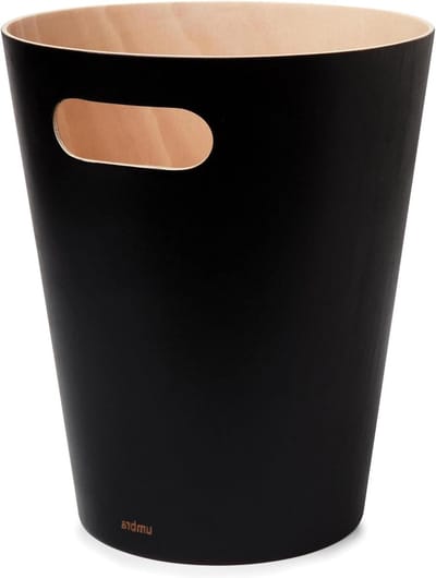 Prullenbak 75 liter Beukenhout Zwart-naturel met Capaciteit Woodrow